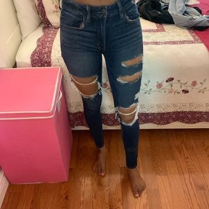 Mid rise distressed jeans